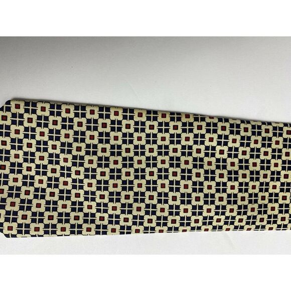 Polo Ralph Lauren Tie Yellow Blue Check Boxes Geometric 100% Silk Logo Classic - Picture 5 of 10